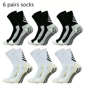 6 Pairs Anti-Slip Football Socks Men Athletic Soccer Socks Breathable For Running Yoga Basketball Cycling Sports Grip Socks